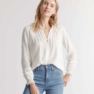 Quince organic textured peasant top